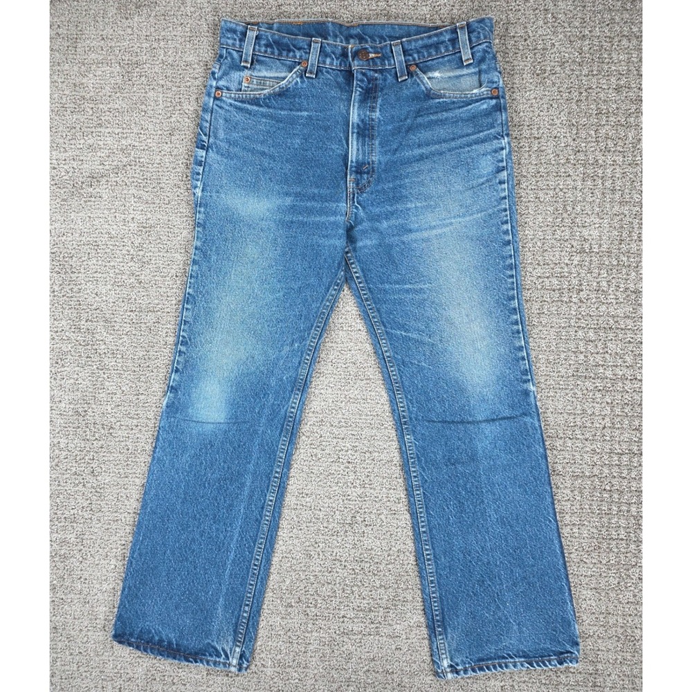 Vintage Levis 90s 517 Orange Tab Bootcut Jeans Mens 34x30 Blue Denim USA Faded